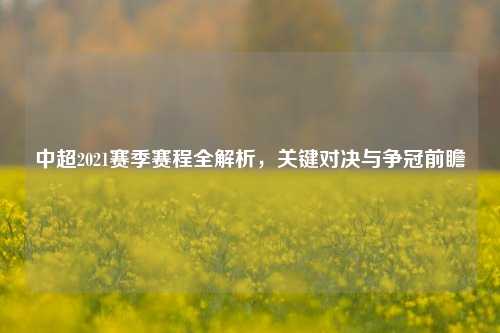 中超2021赛季赛程全解析，关键对决与争冠前瞻