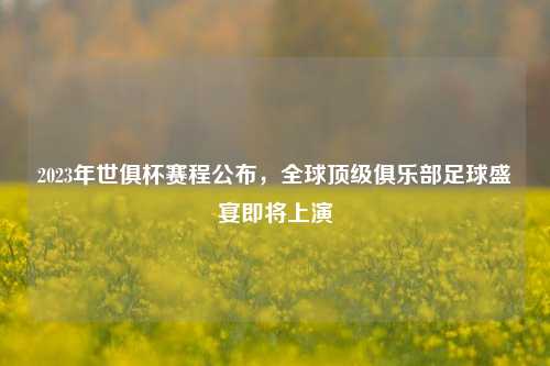 2023年世俱杯赛程公布，全球顶级俱乐部足球盛宴即将上演
