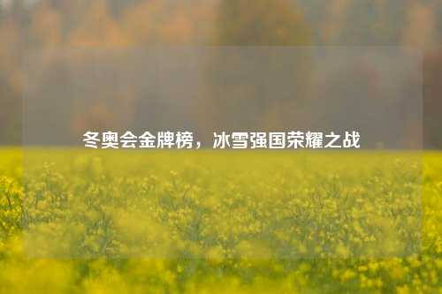冬奥会金牌榜，冰雪强国荣耀之战