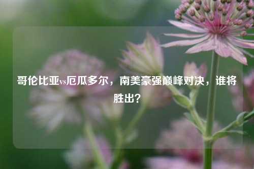 哥伦比亚vs厄瓜多尔,南美豪强巅峰对决,谁将胜出?