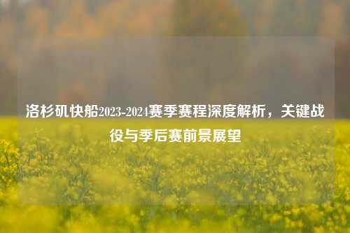 洛杉矶快船2023-2024赛季赛程深度解析，关键战役与季后赛前景展望