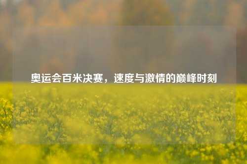 奥运会百米决赛，速度与激情的巅峰时刻
