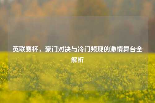 英联赛杯，豪门对决与冷门频现的激情舞台全解析