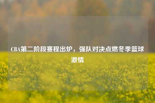 CBA第二阶段赛程出炉，强队对决点燃冬季篮球激情