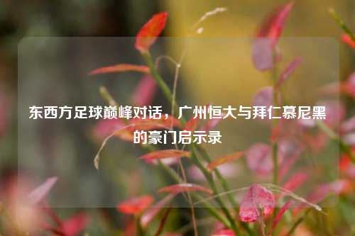 东西方足球巅峰对话，广州恒大与拜仁慕尼黑的豪门启示录