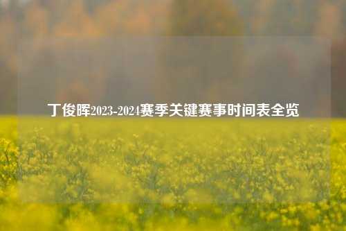 丁俊晖2023-2024赛季关键赛事时间表全览