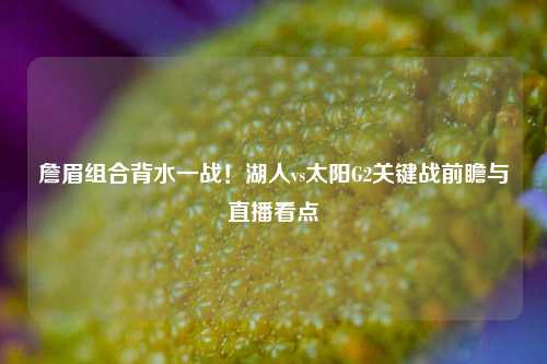 詹眉组合背水一战!湖人vs太阳G2关键战前瞻与直播看点