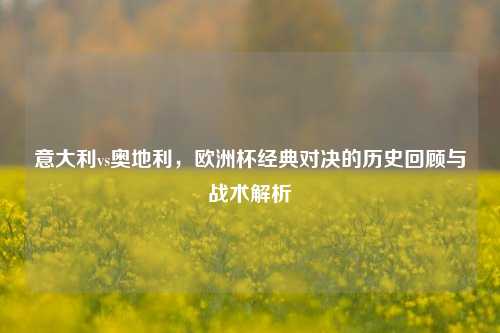 意大利vs奥地利，欧洲杯经典对决的历史回顾与战术解析