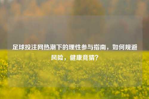 足球投注网热潮下的理性参与指南，如何规避风险，健康竞猜？