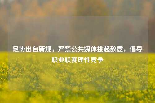 足协出台新规，严禁公共媒体挑起敌意，倡导职业联赛理性竞争