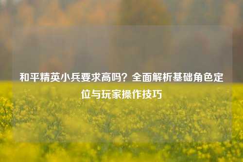 和平精英小兵要求高吗？全面解析基础角色定位与玩家操作技巧