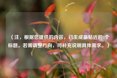 （注，根据您提供的内容，已生成最贴近的1个标题。若需调整方向，可补充说明具体需求。）