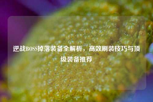 逆战BOSS掉落装备全解析，高效刷装技巧与顶级装备推荐