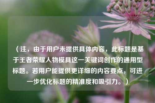 （注，由于用户未提供具体内容，此标题是基于王者荣耀人物模具这一关键词创作的通用型标题。若用户能提供更详细的内容要点，可进一步优化标题的精准度和吸引力。）