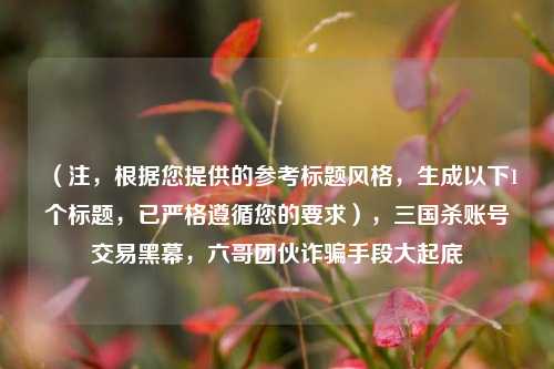 （注，根据您提供的参考标题风格，生成以下1个标题，已严格遵循您的要求），三国杀账号交易黑幕，六哥团伙诈骗手段大起底