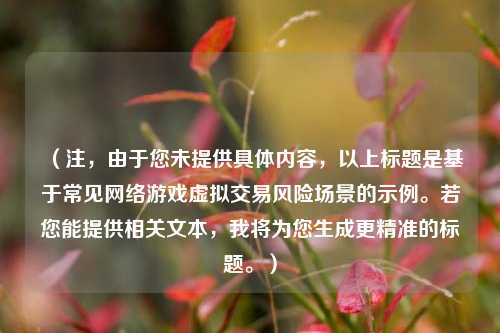 （注，由于您未提供具体内容，以上标题是基于常见网络游戏虚拟交易风险场景的示例。若您能提供相关文本，我将为您生成更精准的标题。）