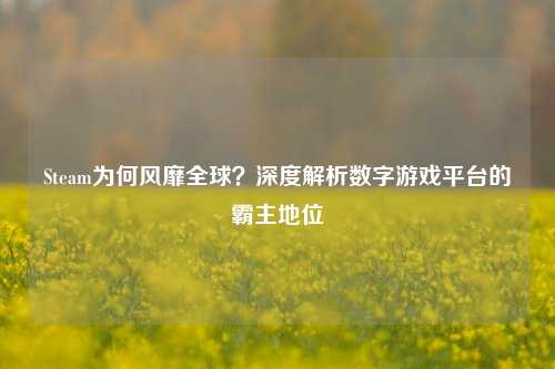Steam为何风靡全球？深度解析数字游戏平台的霸主地位